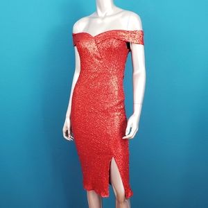 🆕️💃🎬 OUTRAGEOUS FORTUNE Retro Sequin Midi Dress // (NWOT)